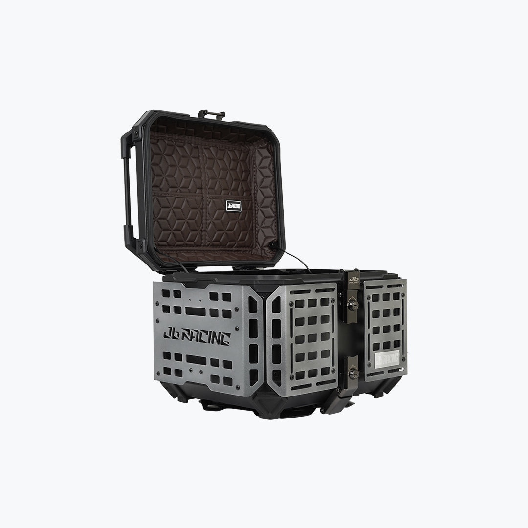 JB Racing TC 45L Titanium Fence V2.0 Premium Black Top Case With Backrest Pad