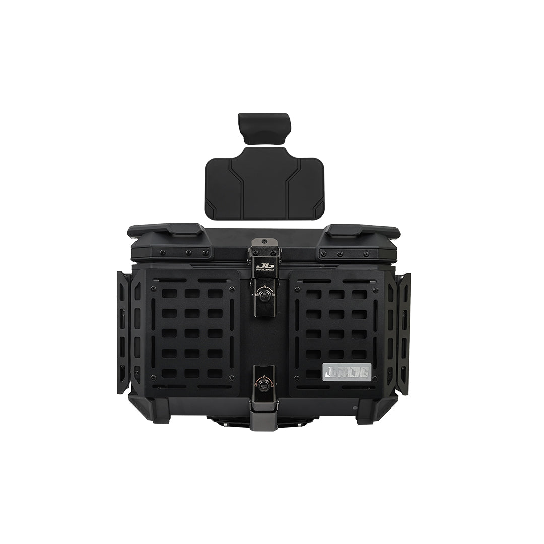 JB Racing TC 55L Black Fence V2.0 Premium Black Top Case With Backrest Pad