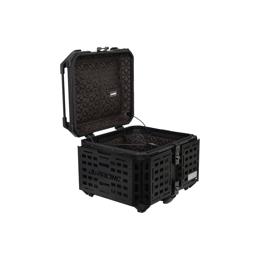 JB Racing TC 55L Black Fence V2.0 Premium Black Top Case With Backrest Pad