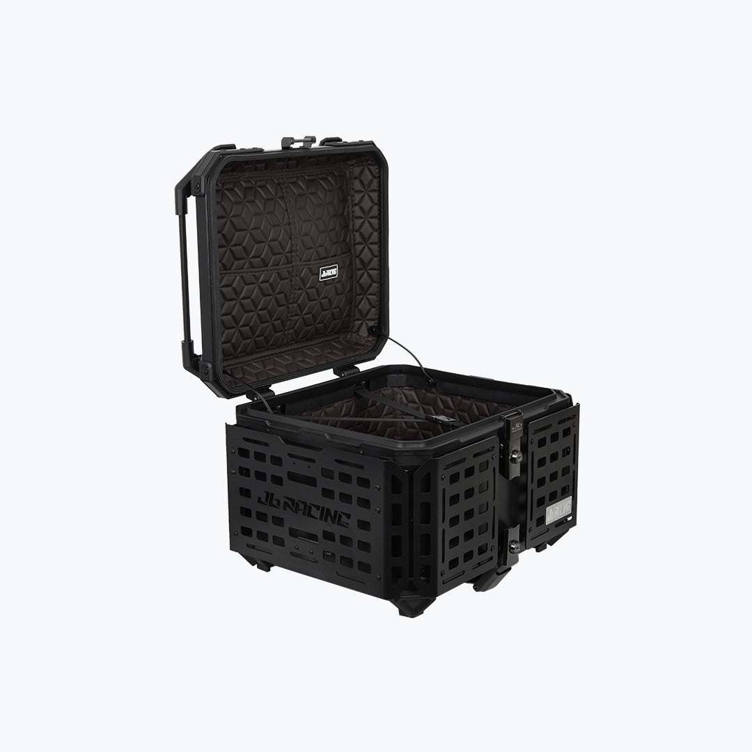 JB Racing TC 55L Black Fence V2.0 Premium Black Top Case With Backrest Pad