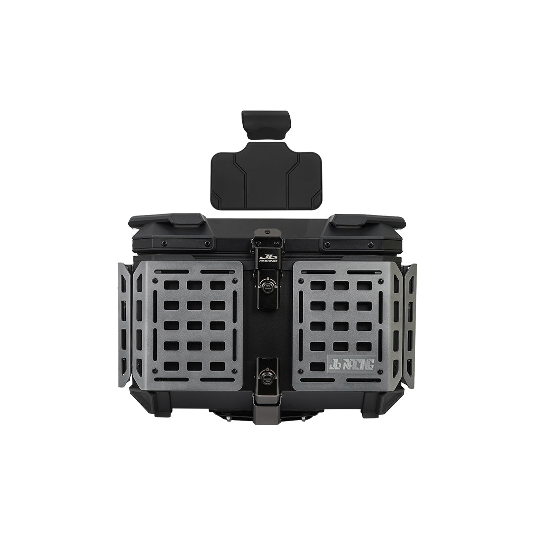 JB Racing TC 55L Titanium Fence V2.0 Premium Black Top Case with Backrest Pad