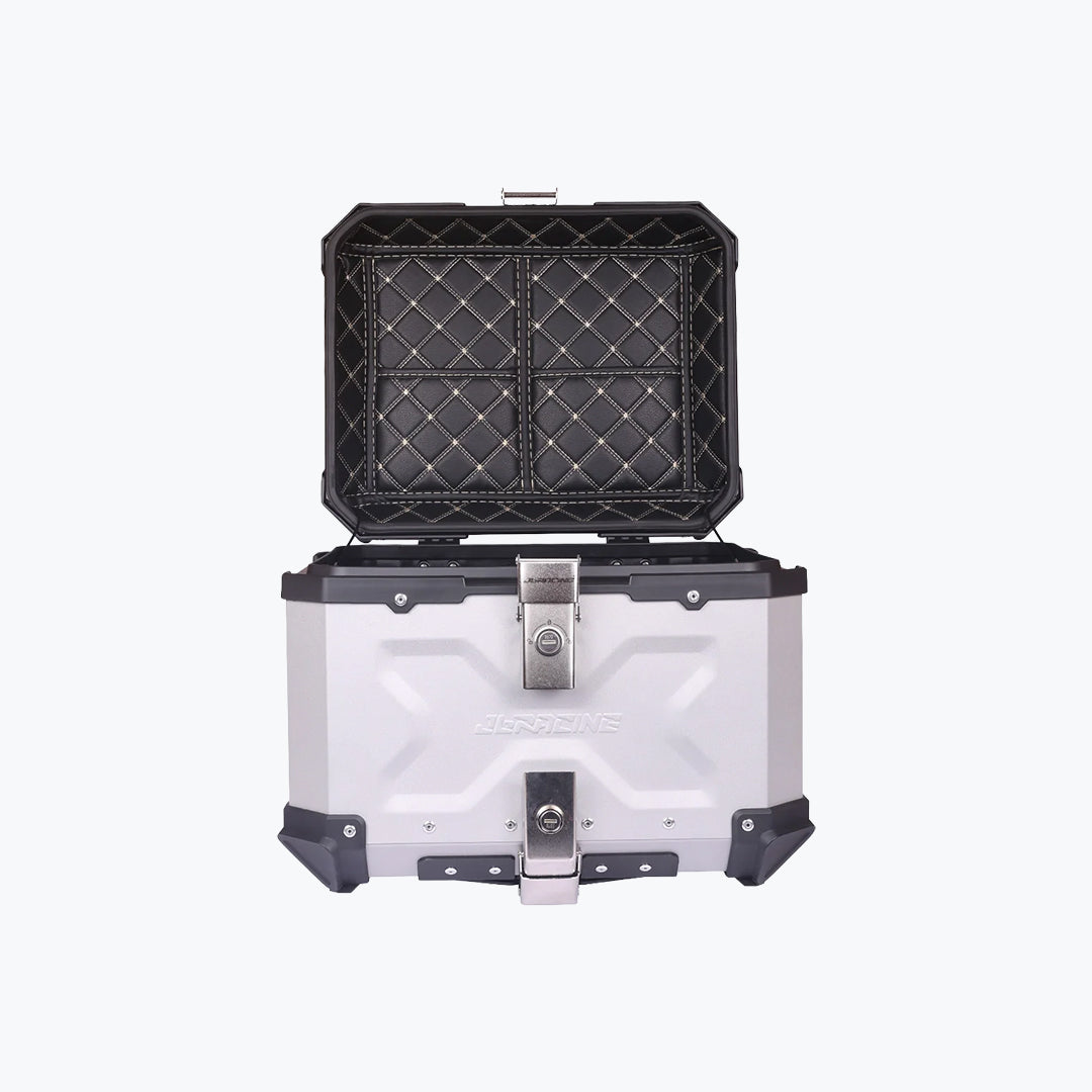 JB Racing TC 45L Silver Premium Top Box with Back Rest Pad