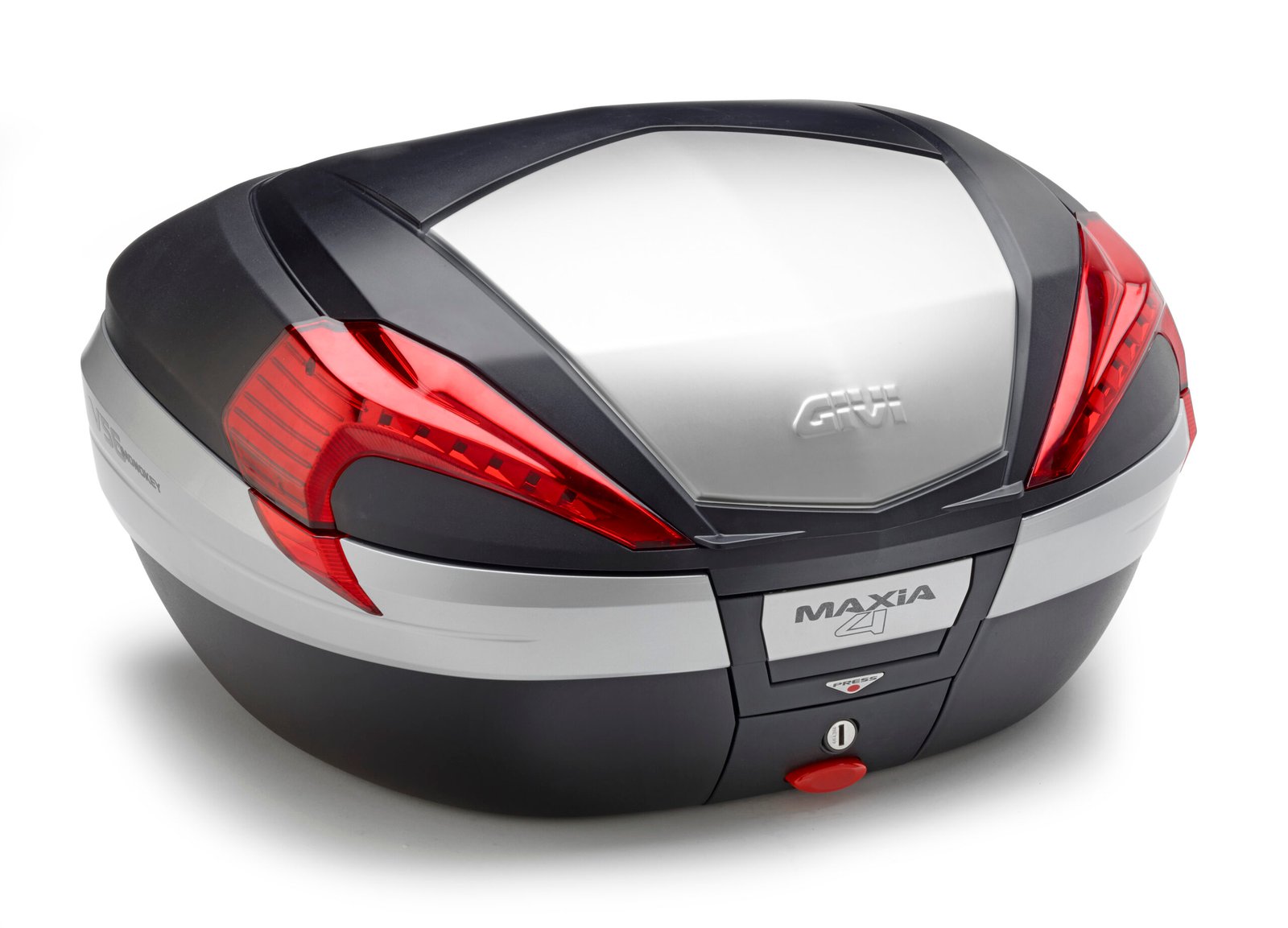GIVI V56N Maxia 4 56L MONOKEY® Top Case Aluminium Finish with Red Reflectors