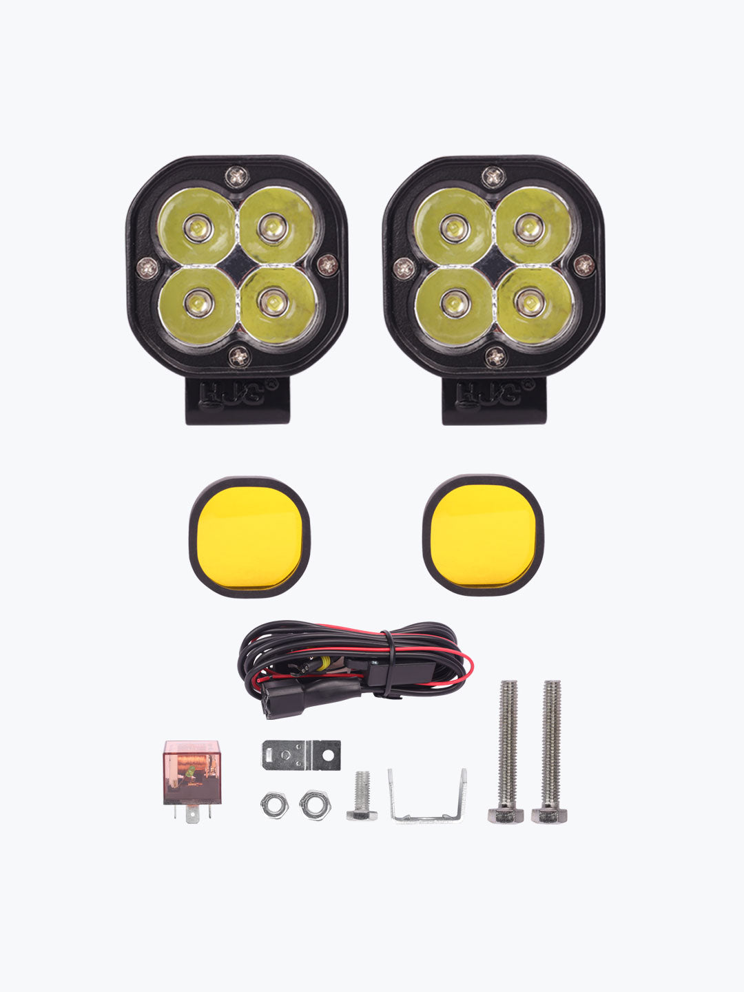 HJG Mini 4 LED Pair Foglight Premium Universal Auxiliary Light Set